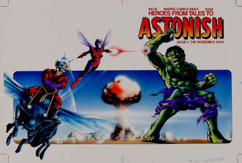 Ken Steacy - Marvel Comics Index #7 Wraparound Cover Painting (Hulk, Ant-Man, Wasp) 1978