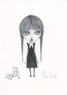 Bessoni, Stefano - 1 Original drawing - Tim Burton the eternal child of Burbank - Wednesday - 2023 | Catawiki