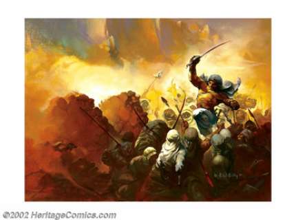 Ken Kelly - Original Oil Painting "El Borok" (undated). Depicting a mighty warrior in the throes of - | Heritage