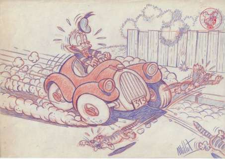 Millet - 1 Pencil drawing - Donald Duck - Grumpy Time | Catawiki