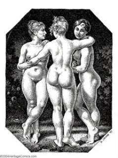 Robert Crumb - Original Pin Up Art for Art & Beauty, "The Three Graces" (Fantagraphics, 1995). - | Heritage