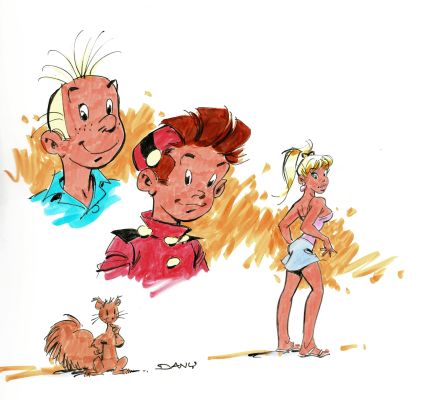 Dany | Lot 236 - Spirou et la gorgone bleue, tirage de luxe très grand format limité à 269 ex., agrémenté d’une dédicace. Proche de l’état neuf. | Septimus
