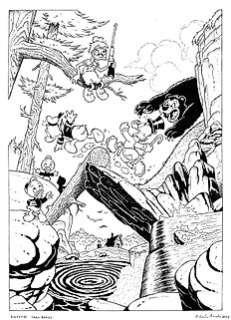 Roberto Ronchi - 1 Original drawing - Donald Duck, Uncle Scrooge, Huey, Dewey, Louie - "An Unbearable Bear" - Inspired by a Carl Barks story - 2024 | Catawiki