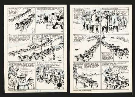 Le Rallic, Étienne - 2 Original page - Yuki, chien de traineau - (années 1960) | Catawiki