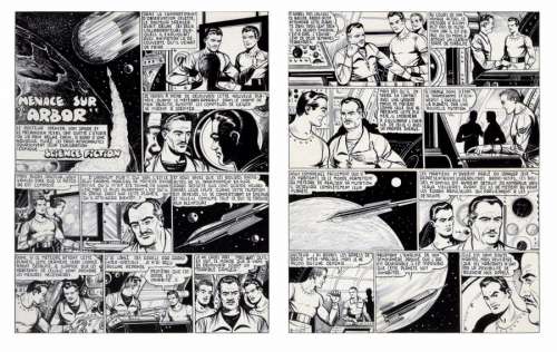 Giordan Raoul (1926-2017) - GIORDAN Raoul LES CONQUERANTS DE L‘ESPACE. MENACE SUR ARBOR. Double pl