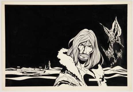 Didier Comès (1942-2013) - Originele cover Ergün de dolende De levende god. Oost-Indische inkt op Bristol. 36,4 x 53 cm.…