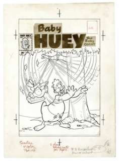 Marty Taras (attributed) - Baby Huey, the Giant Baby #13 Cover Original Art (Harvey, 1958). The overgrown duckling -