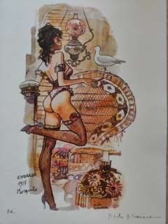 Milo Manara - 1 Print - Corto Maltese - Esmeralda - dedicated to Corto Maltese - 2006 | Catawiki