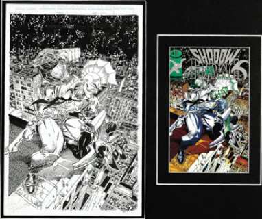 Jim Valentino and Erik Larsen - Shadowhawk #4 Cover Original Art (Image, 1993). Shadowhawk crosses paths with the -