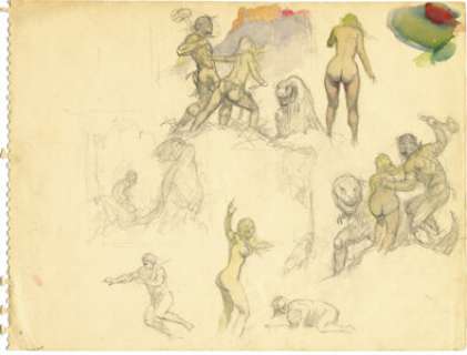 Frank Frazetta - "The Land That Time Forgot" Preliminary Study Original Art (circa 1960s). In a savage - | Heritage