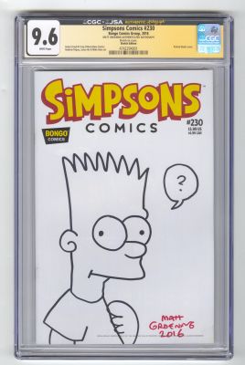 Simpsons Comics #230 CGC 9.6 Matt Groening Bart Sketch Signed Auto Sketch Cover JSA | Neat Stuff Vault