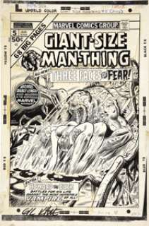 Gil Kane and Dan Adkins - Giant-Size Man-Thing #5 Cover Original Art (Marvel, 1975). Comics legend Gil Kane - | Heritage