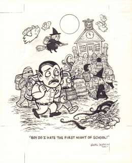 Evan Dorkin - Monster School Gag Art - ‘‘Boy do I Hate the First Night of School!‘‘ - 2011 Signed