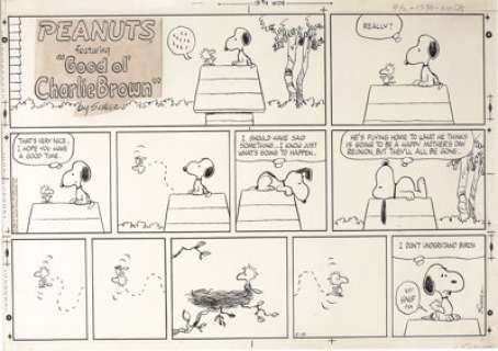 Charles Schulz - Peanuts Sunday Comic Strip Original Art, dated 5-10-70 (United Feature Syndicate, 1970). - | Heritage
