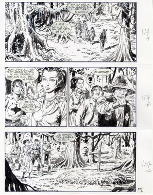 Gallieno Ferri | Tavola originale per Zagor 450 Zenith 501 ‘Orrore nel buio’. Cm. 29 x 37 circa. Anno di esecuzione 2003. Pag. 52. | Art e Fumetto