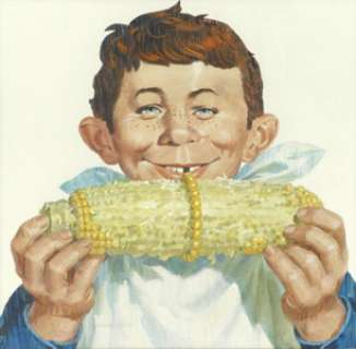 Norman Mingo Mad #154 Cover Painting Original Art (EC, 1972).  Nobody eats corn on the cob like Alfred E. - | Heritage