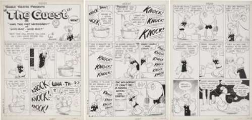 Bud Sagendorf Popeye #11 Complete 8-page Story Original Art (Dell, 1950).  Popeye‘s late night visitor, -