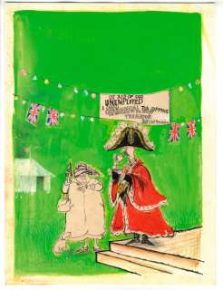 Searle, Ronald | Tea Sipping Illustration Ã  l’encre de chine et aqaurelle, | Cornette de St Cyr