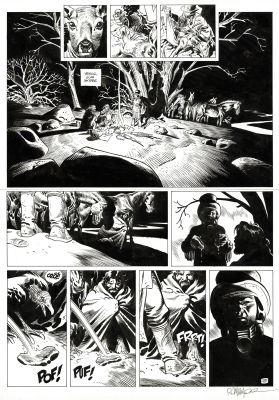 Ralph Meyer - Lot 387 - Undertaker, L’indien blanc, planche originale à l’encre de chine pour cet album paru en 2019 chez Dargaud.