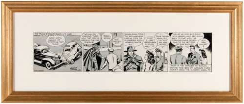 VERNON GREENE "THE SHADOW" FRAMED WORLD WAR II ORIGINAL COMIC STRIP ART. | Hake’s