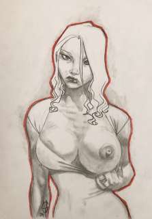 Matteoni, Giuseppe - 1 Original drawing - Sexy boob girl | Catawiki
