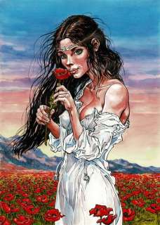 Kas - 1 Original colour drawing - Les Sans-Visages - Feya au milieu des coquelicots - 2019 | Catawiki