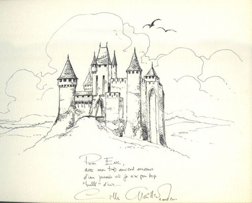 Lot 38 - CHAILLET Gilles dessin au feutre noir VASCO, château fort 1998… | misc / divers