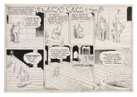â€œTINY TIMâ€ SUNDAY PAGE ORIGINAL ART PAIR WITH ROBOTS. | Hake’s