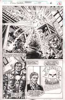 Rod Whigham, Rudy Nebres | The Punisher #97 P.6 / 8 - Explosion Splash - 1994 Signed | Anthony’s Comic Book Art