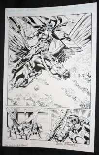 Bob Almond | Senator #1 P.3 - Hero on Flying Horse Splash - Blue Line Ink Art Only of Sal Velluto Pencils - Signed | Anthony’s Comic Book Art