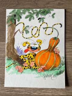 Batem - 1 Original colour drawing - Marsupilami - 2018 | Catawiki