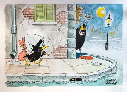 Sommacal, Giorgio - 1 Original colour drawing - Cattivik e Calimero | Catawiki