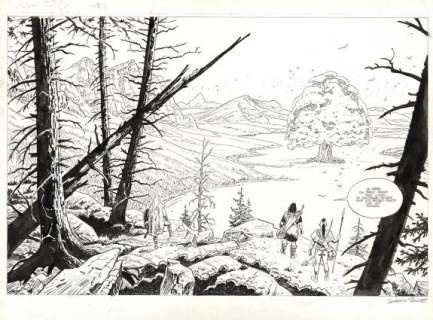 Corentin Rouge - Double planche originale, traces de correcteur blanc - Wendigo - Thorgal Saga