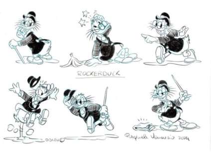 Pasquale Venanzio - 1 Colour pencil drawing - Disney - Rockerduck - 2024 | Catawiki