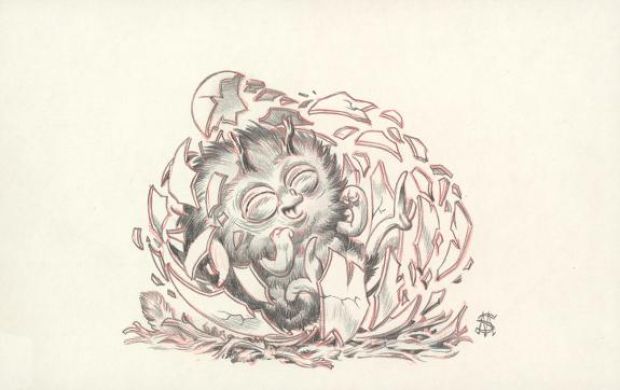 Stan Manoukian | Illustration originale, La Naissance - Monstre n’est pas bleu - Monstre | Daniel Maghen