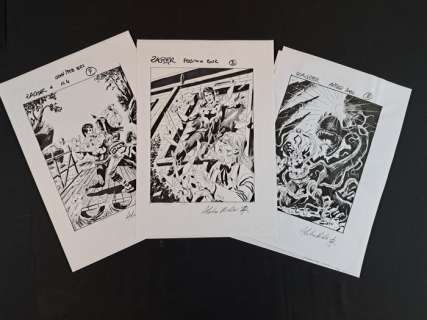 Piccinelli, Alessandro - 3 Original cover - Zagor - "L’Acqua che Urla"; "L’Ultimo Duello"; "La Porta dei Mondi" | Catawiki