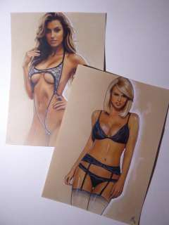 Le Hénanff, Fabrice - 2 Original colour drawing - Pin Up - 2024 | Catawiki