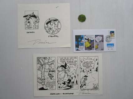 Danier (Daan Jippens) - 4 Original page - Havank - 2 x originele tekening voor Catawiki stripenvelop + stempel + enveloppe - 2013 | Catawiki
