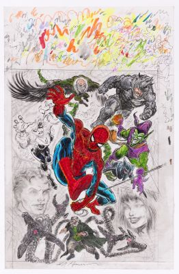 Lot 63 - CHARITY AUCTION ED HANNIGAN THE AMAZING SPIDER-MAN & ROGUES GALLERY ORIGINAL ART. | Hake’s