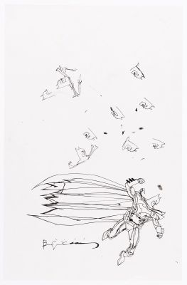 Lot 174 - BILL SIENKIEWICZ TRINITY #18 COMIC BOOK VARIANT COVER ELEMENT STUDY ORIGINAL ART. | Hake’s
