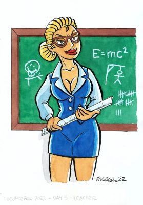 Joan C. Marco | Original drawing: Teacher – Marco | Origin Of Comics