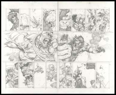 Yu, Leinil Francis - ULTIMATE WOLVERINE VS. HULK #3 Double Page Spread | ComicConnect