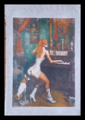 Emma Wildfang - 1 Monotype original en couleur - Original artwork "Improvisation in Green" - Echoes of the Fin de Siècle Edition | Catawiki