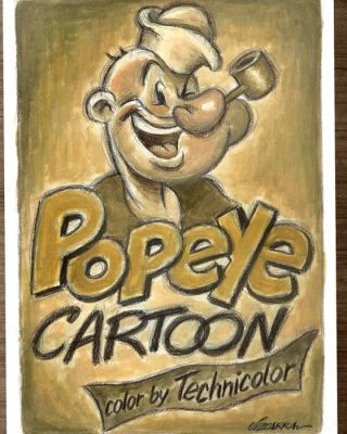 Joan Vizcarra Œuvre - Popeye “Vintage Cartoon Poster" – Hand Signed Original Painting | Catawiki