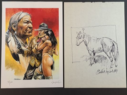 Serpieri, Paolo Eleuteri - 1 Original drawing - Cavallo Curioso - Con Grafica Firmata "Squaw" - 1984 | Catawiki