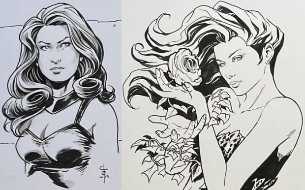 Chris Evenhuis - 2 Dessins originaux - Pin-Ups - 2012 | Catawiki