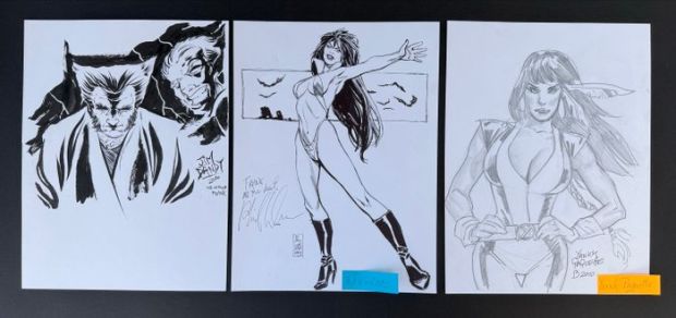 Jim Dandy - Phil Winslade - Yanick Paquette - 3 Original drawing - Wolverine - Vampirella - X-Men