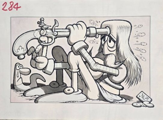 Jacovitti - 1 Original drawing - Il Salgarone n. 284 - Illustrazione originale retrocolorata | Catawiki
