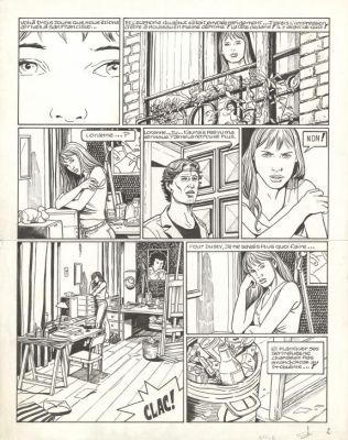 Viviane Nicaise | Planche originale n°2 accompagnée de son bleu de mise en couleurs - Frisco - Loranne | Daniel Maghen