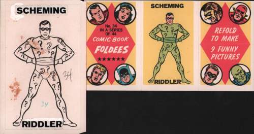 Wally Wood | 1966 Topps Comic Book Foldees Line Art #34 - the Riddler | Anthony’s Comic Book Art